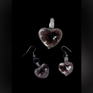 Heart-Shaped Glass Jewelry Set